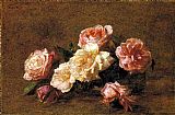 Henri Fantin-latour Famous Paintings - Roses XIV